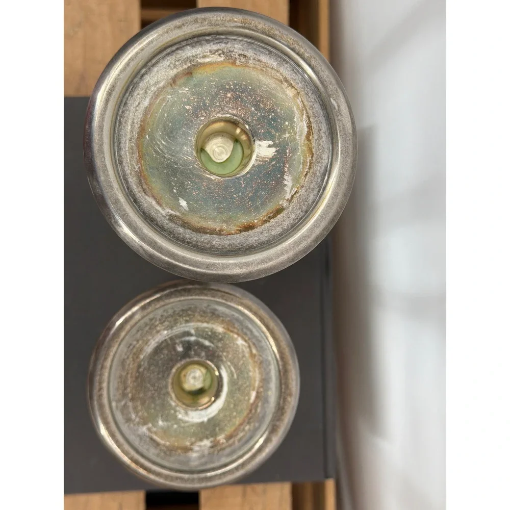 Pottery Barn Silver Plated 2 Candle Holders Rope Twist Taper Pillar 10